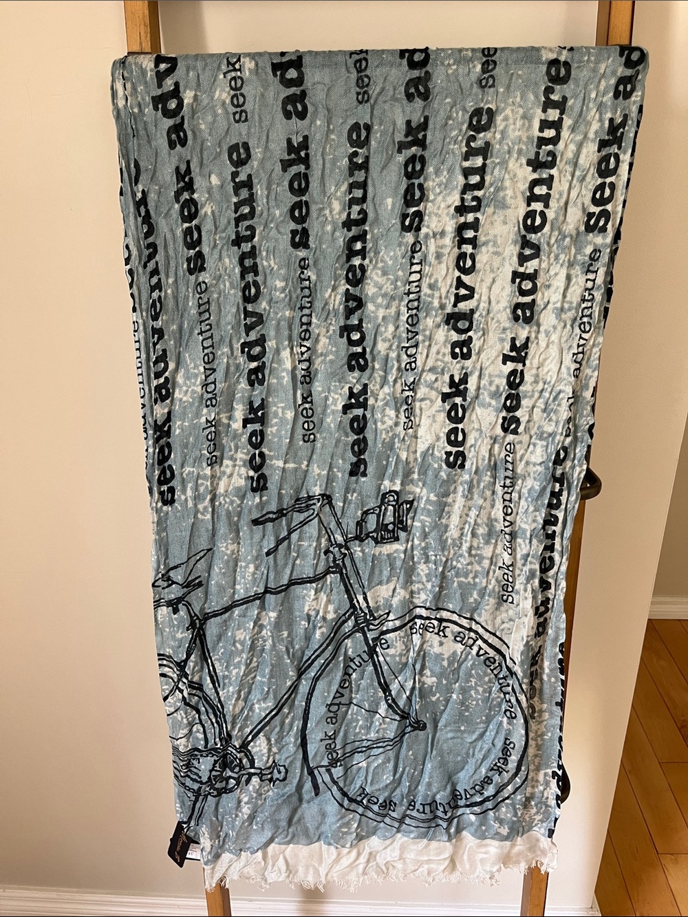 Mona B Blue & Black Seek Adventure Printed Wrap Scarf